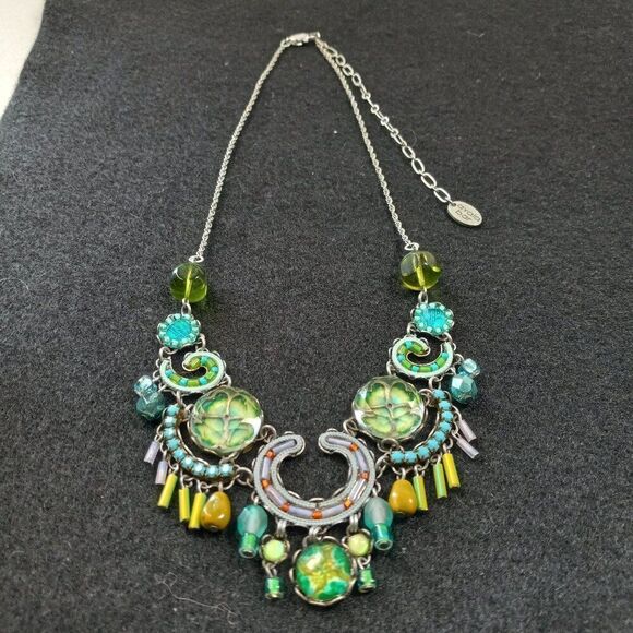 Ayala Bar Signed Handcrafted Double 4 leaf clover Statement  Necklace - Picture 5 of 8